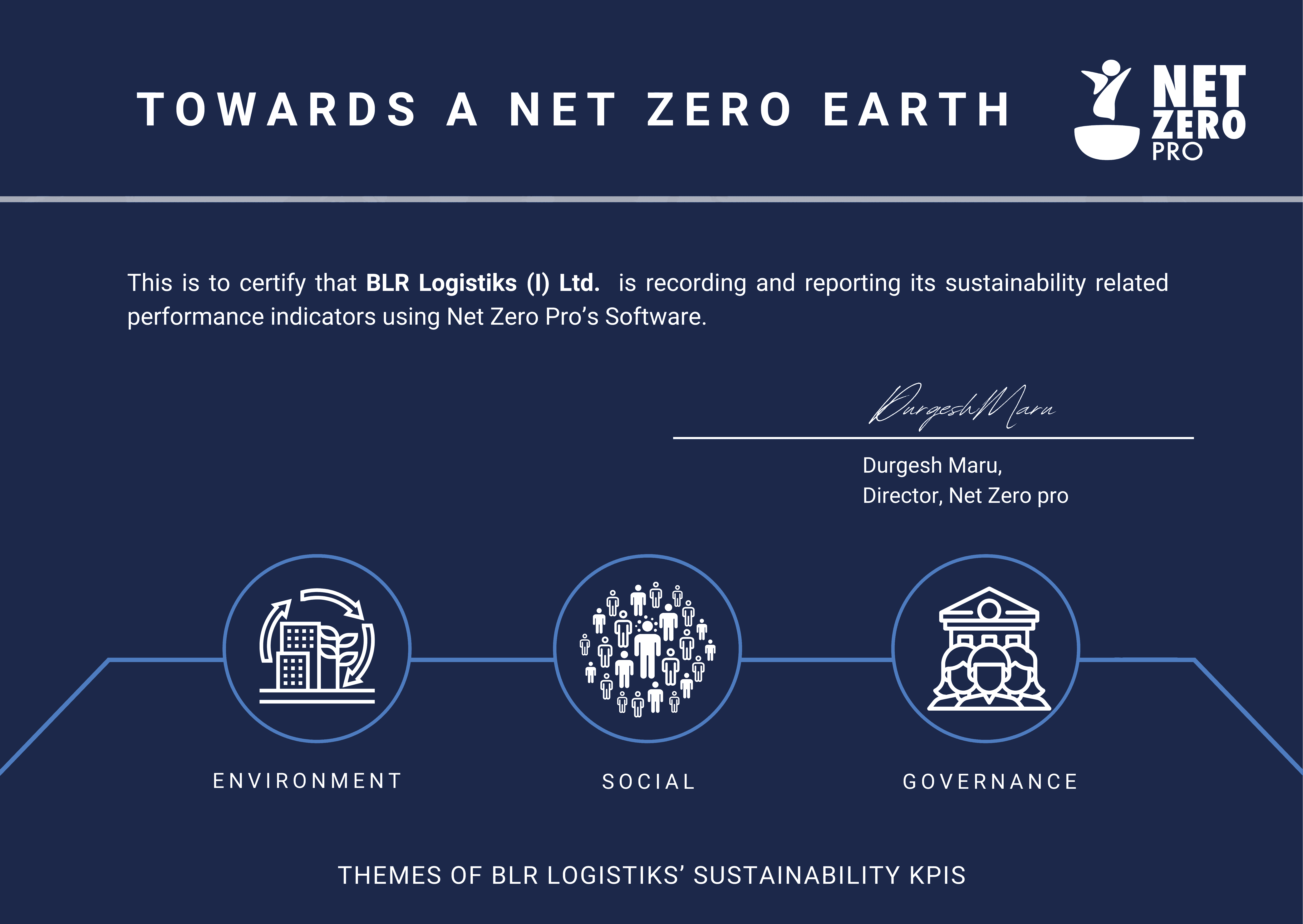 BLR Logistics ESG Certificate