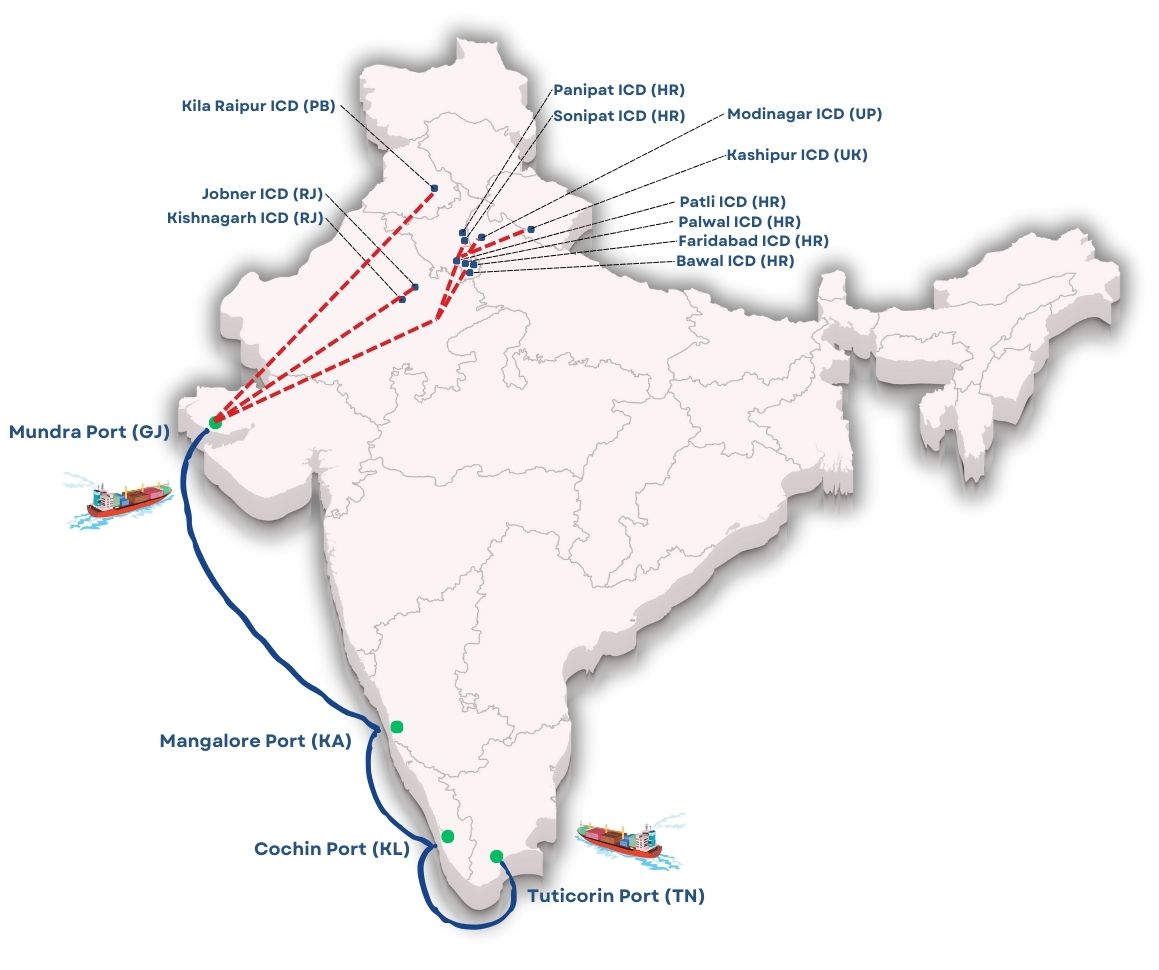  BLR Logistiks Map Of Ports Network For Domestic Container Shipping In India 