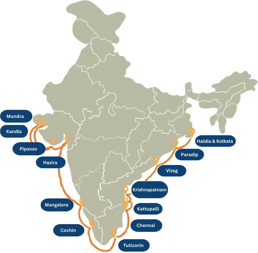 BLR Logistiks Map Route Of Coastal Container Shipping Services from South India to Rural Places 